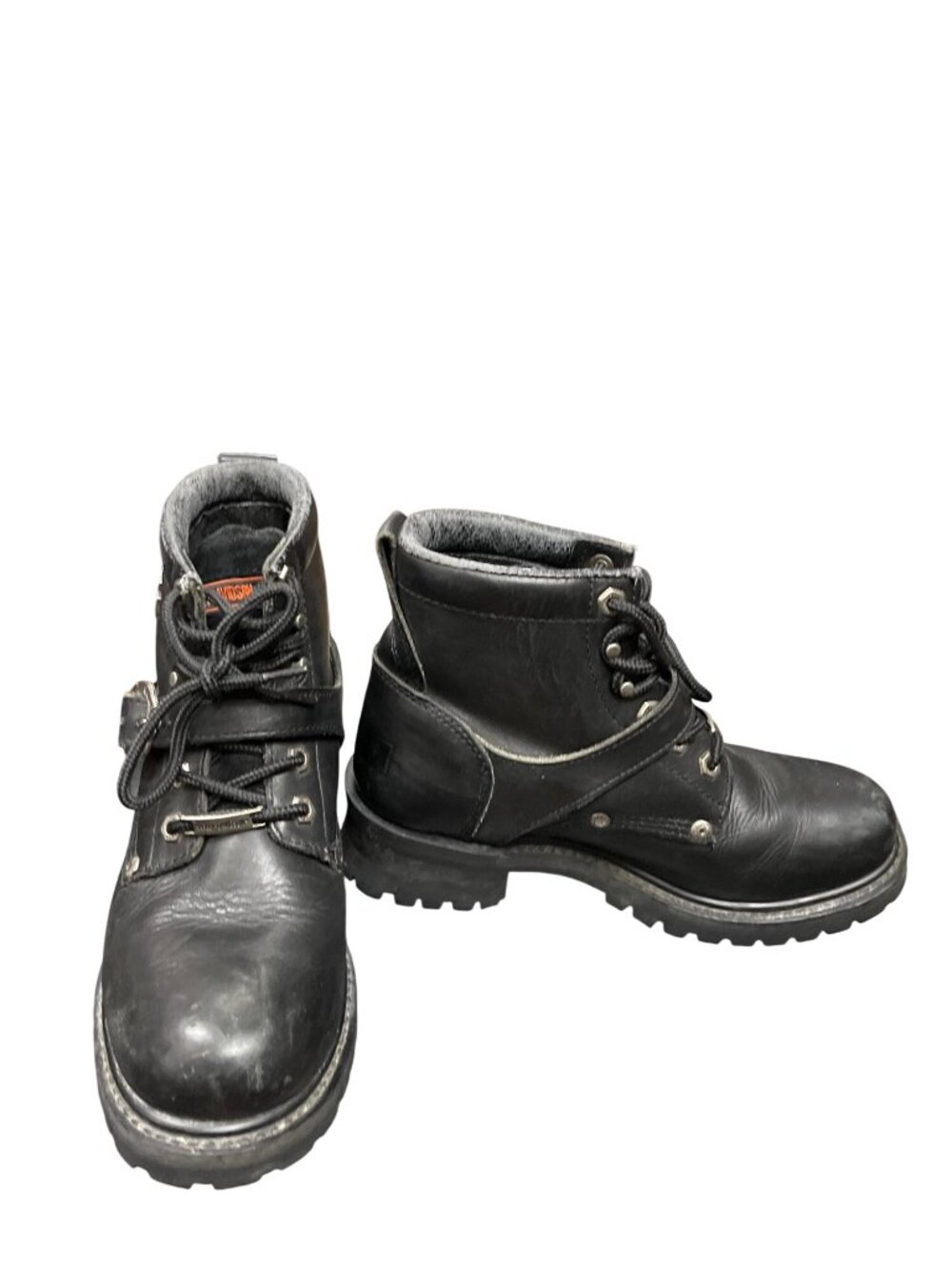 Harley Davidson 81024 wms black leather ankle moto riding boots sz 8 SKU 10-381